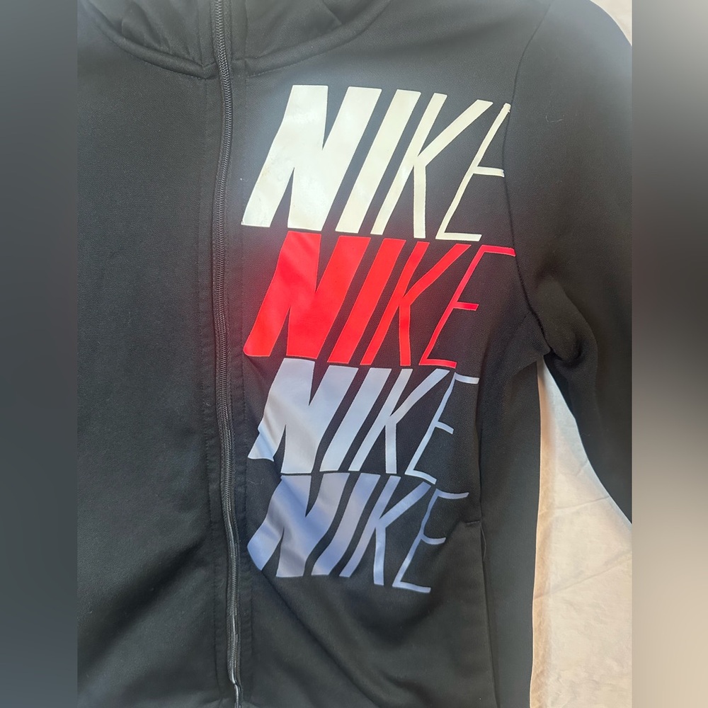 Nike Youth Large Full-Zip Hoodie Black Logo Graphic